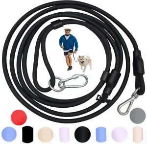Hands Free Dog Leash Crossbody & Waist Leash for Dog Walking, 9-in-1 Waterproof Adjustable Puppy Collar and Pet Set No Pull Dog Harness for Large 20-120lb, Black