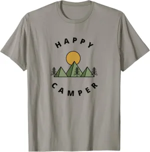 Happy Camper Camping Camp Forest Mountains Minimalist Mens T-Shirt