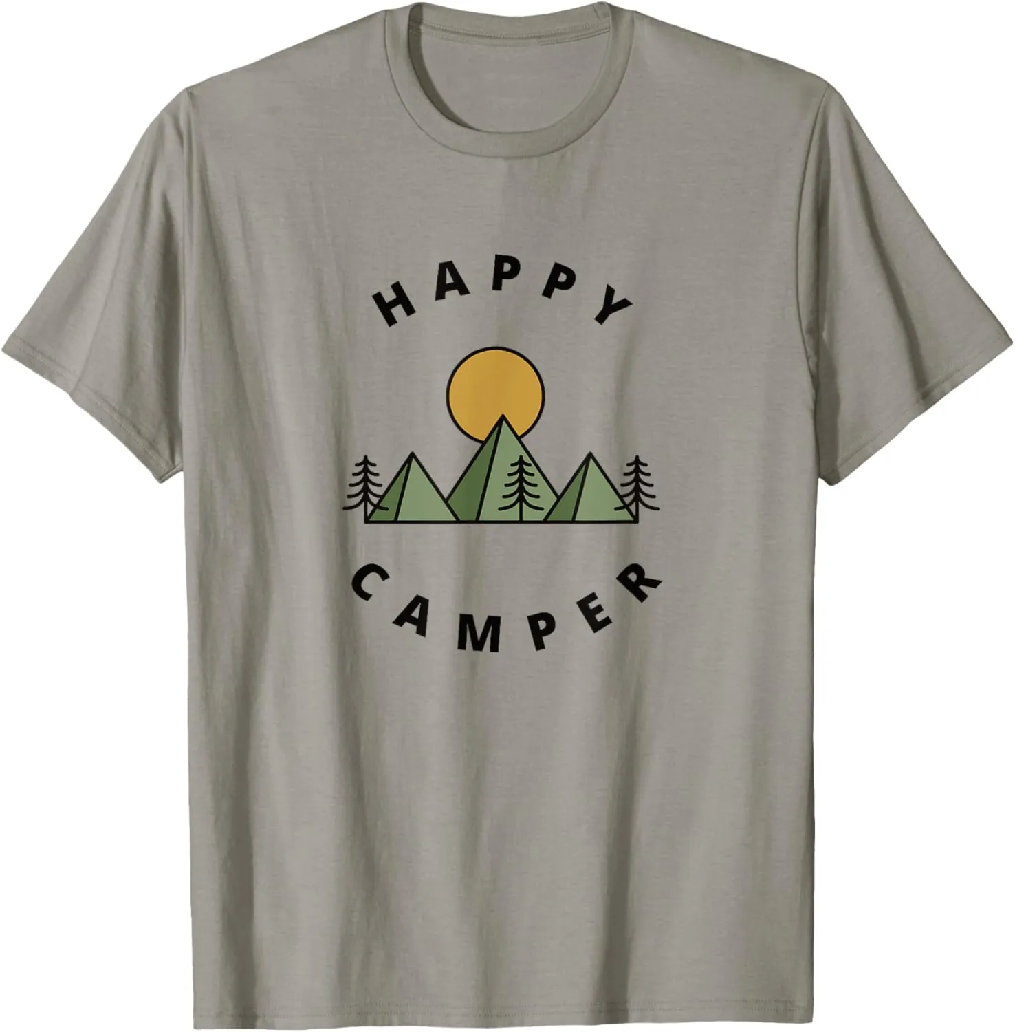 Happy Camper Camping Camp Forest Mountains Minimalist Mens T-Shirt