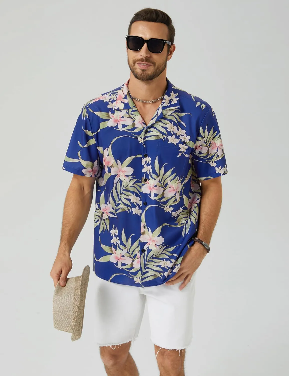 Hardaddy Men's Camp Collar Retro Vintage Bowling Button Down Shirt with Pocket Casual Short Sleeve Beach Shirts Summer