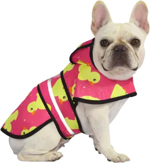 HDE Dog Raincoat Hooded Slicker Poncho for Small to X-Large Dogs and Puppies Pink Ducks - M