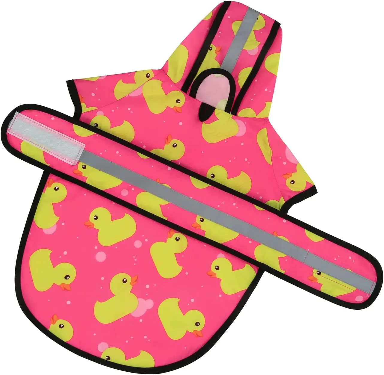 HDE Dog Raincoat Hooded Slicker Poncho for Small to X-Large Dogs and Puppies Pink Ducks - M