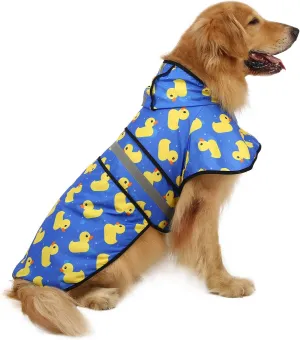 HDE Dog Raincoat Hooded Slicker Poncho for Small to X-Large Dogs and Puppies Rubber Ducks - L