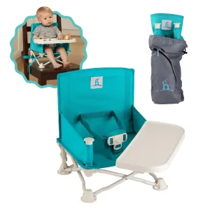 hiccapop OmniBoost Travel Booster Seat with Tray for Baby | Folding Portable Baby Booster Seat for Dining Table, Camping, Beach, Grandma’s | Tip-Free Design Straps to Kitchen Chairs - Booster Chair