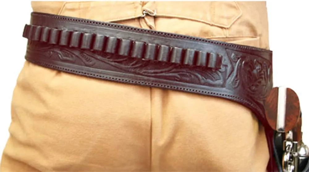 HILASON Western Right Hand Gun Holster Rig 44/45 Caliber Leather Cowboy