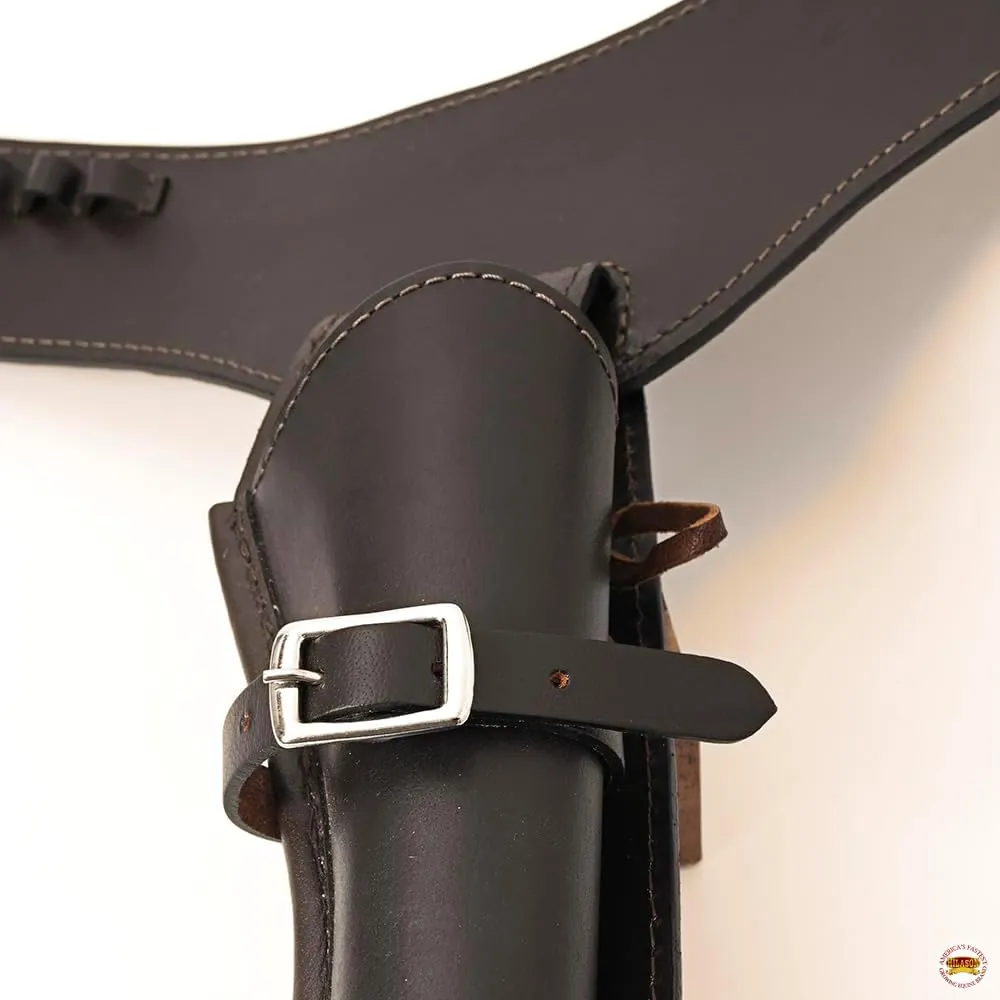 HILASON Western Right Hand Gun Holster Rig 44/45 Caliber Leather Cowboy