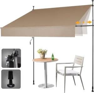 HOMEDEMO Manual Retractable Awning 79"x118" Patio Awning Retractable Outdoor Sunshade Shelter Polyester Height Adjustable Sunsetter Retractable Awning UV Protection for Backyard Garden Balcony Khaki