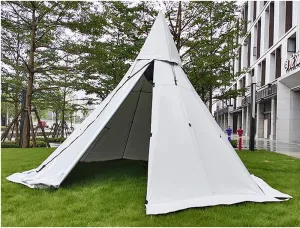 Hot Teepee Tents for Outdoor Backpacking Camping Hiking Pyramid Tent Double Layers Camping Indian Tent (White 340X240CM)
