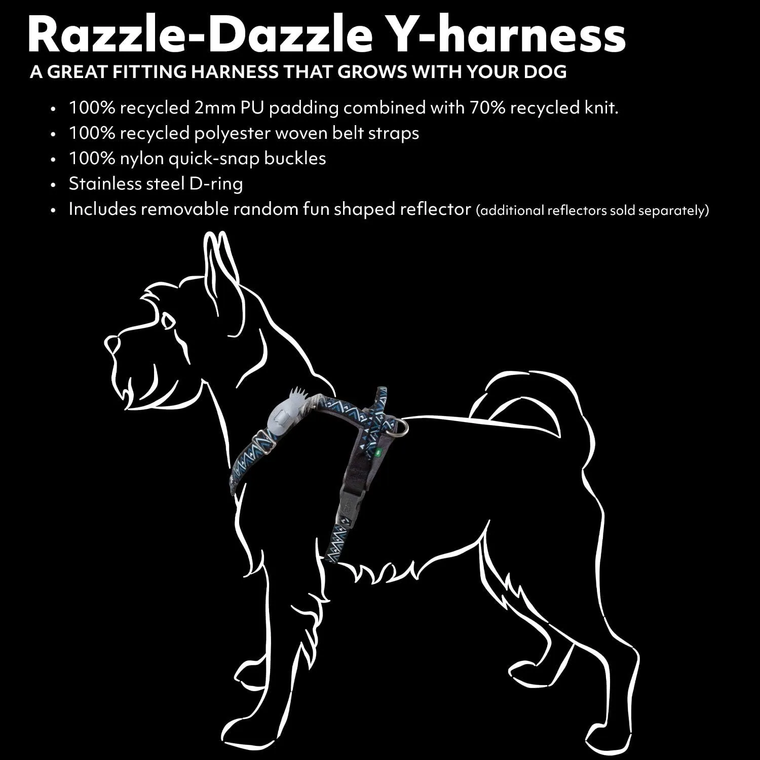Hurtta Razzle-Dazzle Y-Harness, Bilberry, 14-18 in