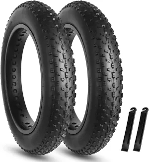 Hycline Fat Bike Replacement Tire: 20x4.0/26x4.0 Inch Puncture Resistant Folding MTB Bicycle Tires, All Terrain High-Density Bike Tires with Street or Trail Riding