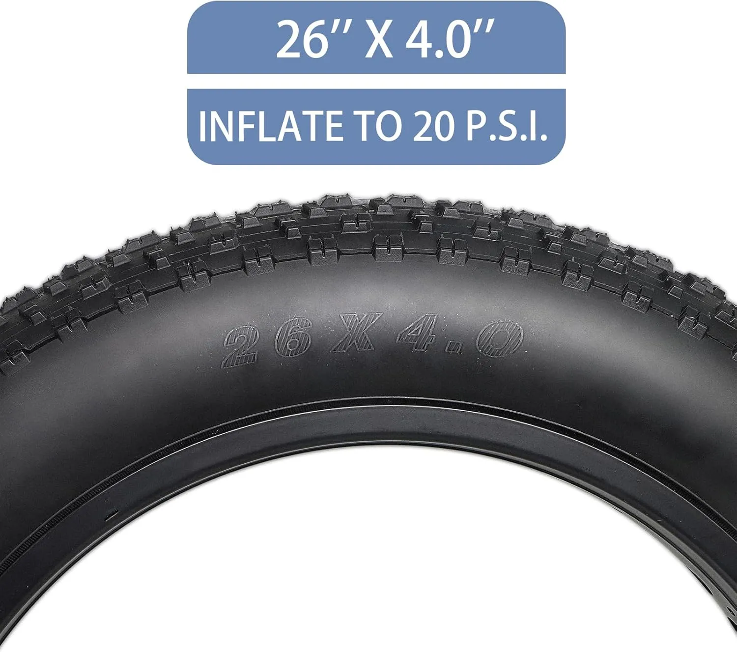 Hycline Fat Bike Replacement Tire: 20x4.0/26x4.0 Inch Puncture Resistant Folding MTB Bicycle Tires, All Terrain High-Density Bike Tires with Street or Trail Riding