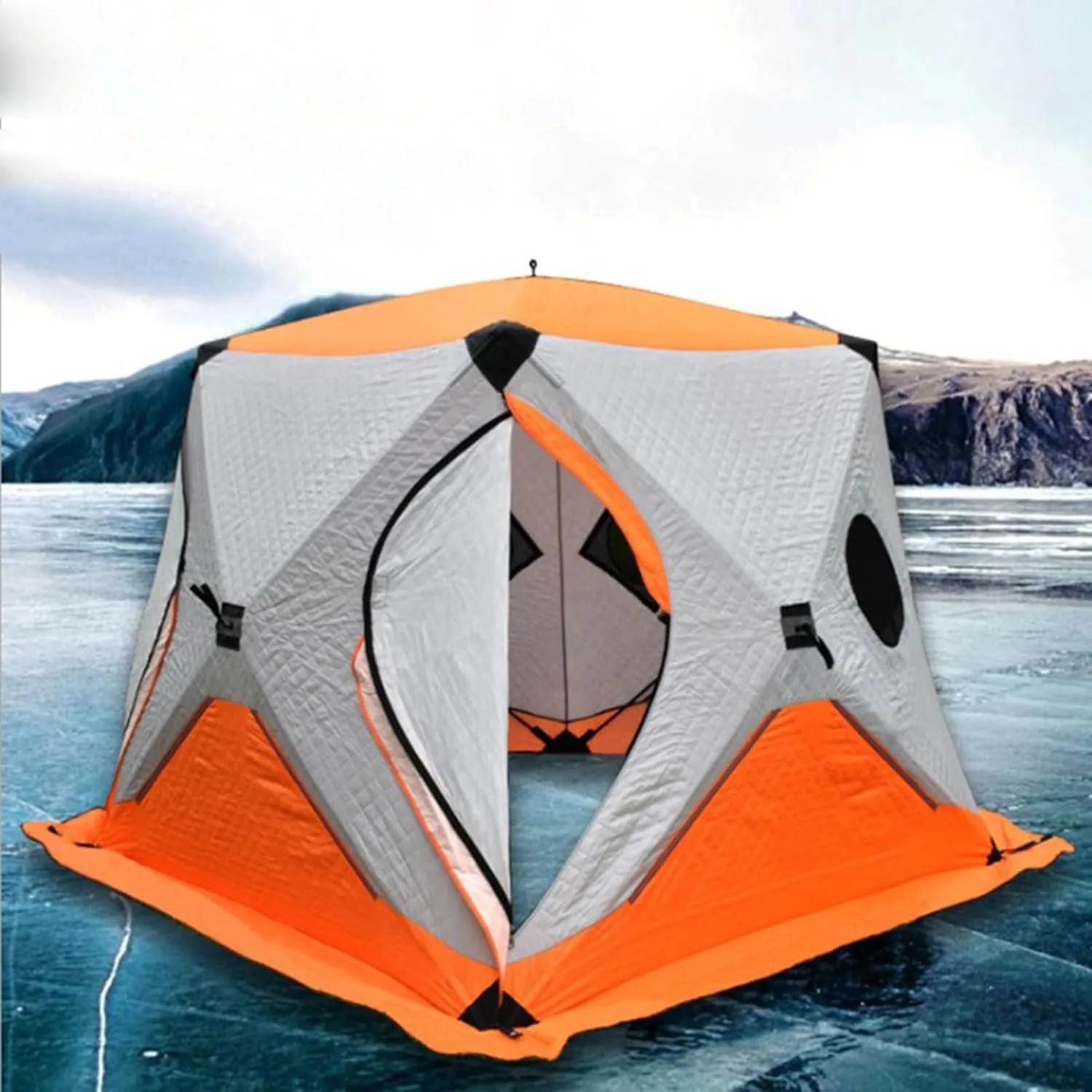 Ice Fishing Shelter Thickened Winter Outdoor Winterized Tent Warm Cotton Durable Camping Tent with Pegs and Ropes