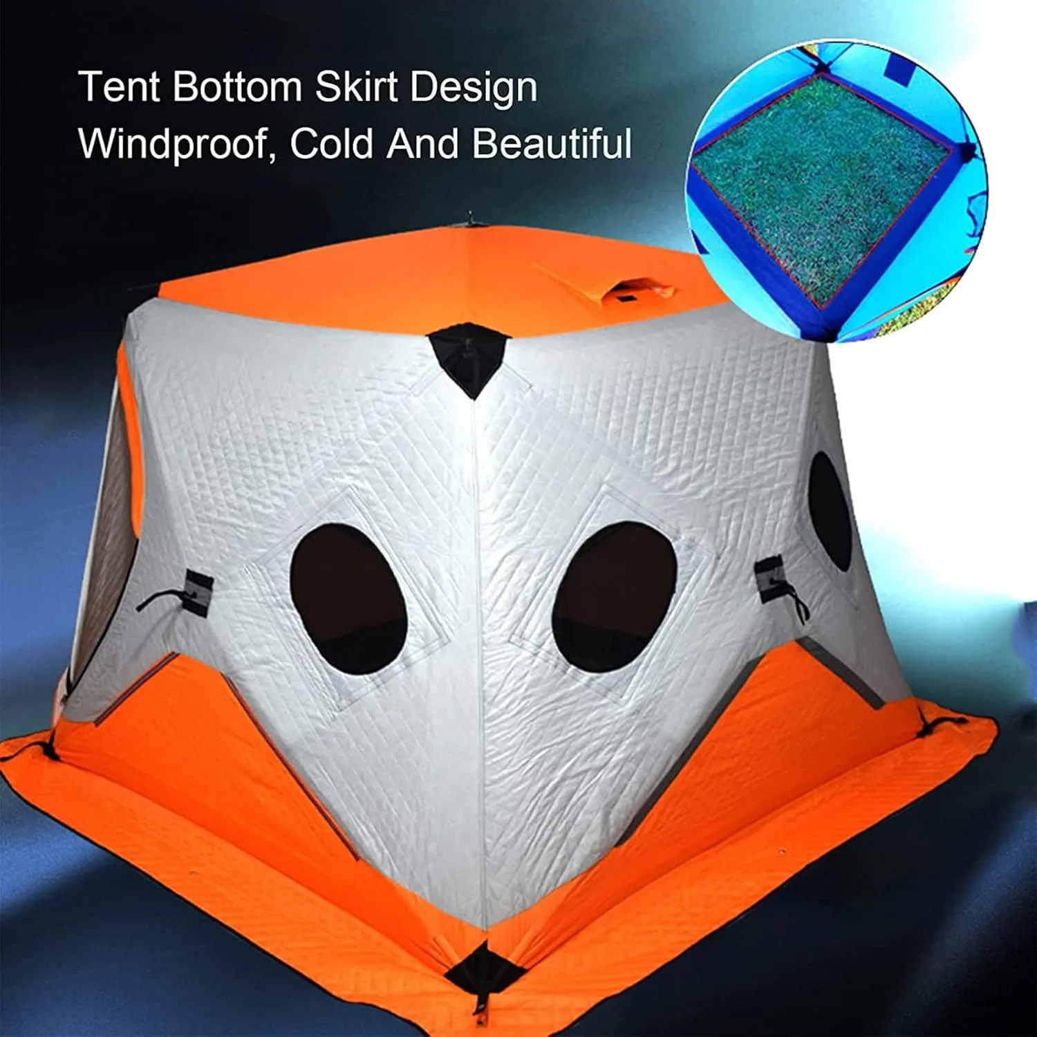 Ice Fishing Shelter Thickened Winter Outdoor Winterized Tent Warm Cotton Durable Camping Tent with Pegs and Ropes