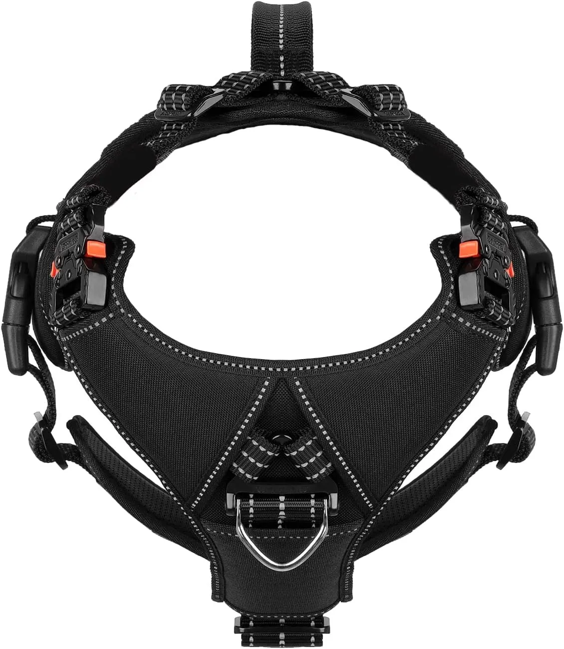 ICEFANG GN8 Quick-Moving Tactical Dog Harness with 2xMetal Buckles for Large Sized Dogs,Reflective K9 Vest,No-Pull Front Leash Clip,5-Points Adjustable Pet Harness (Black, Large (Pack of 1))