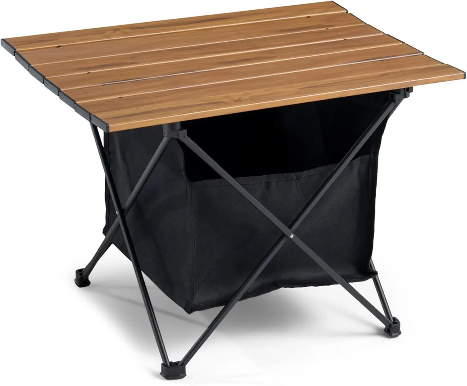 Ida Portable Folding Table for Picnic, Aluminum Folding Table with Deep Storage Under the Table, Camping Tables that Fold up Lightweight, Camp Kitchen Table for Beach Trips and Outdoor Parties