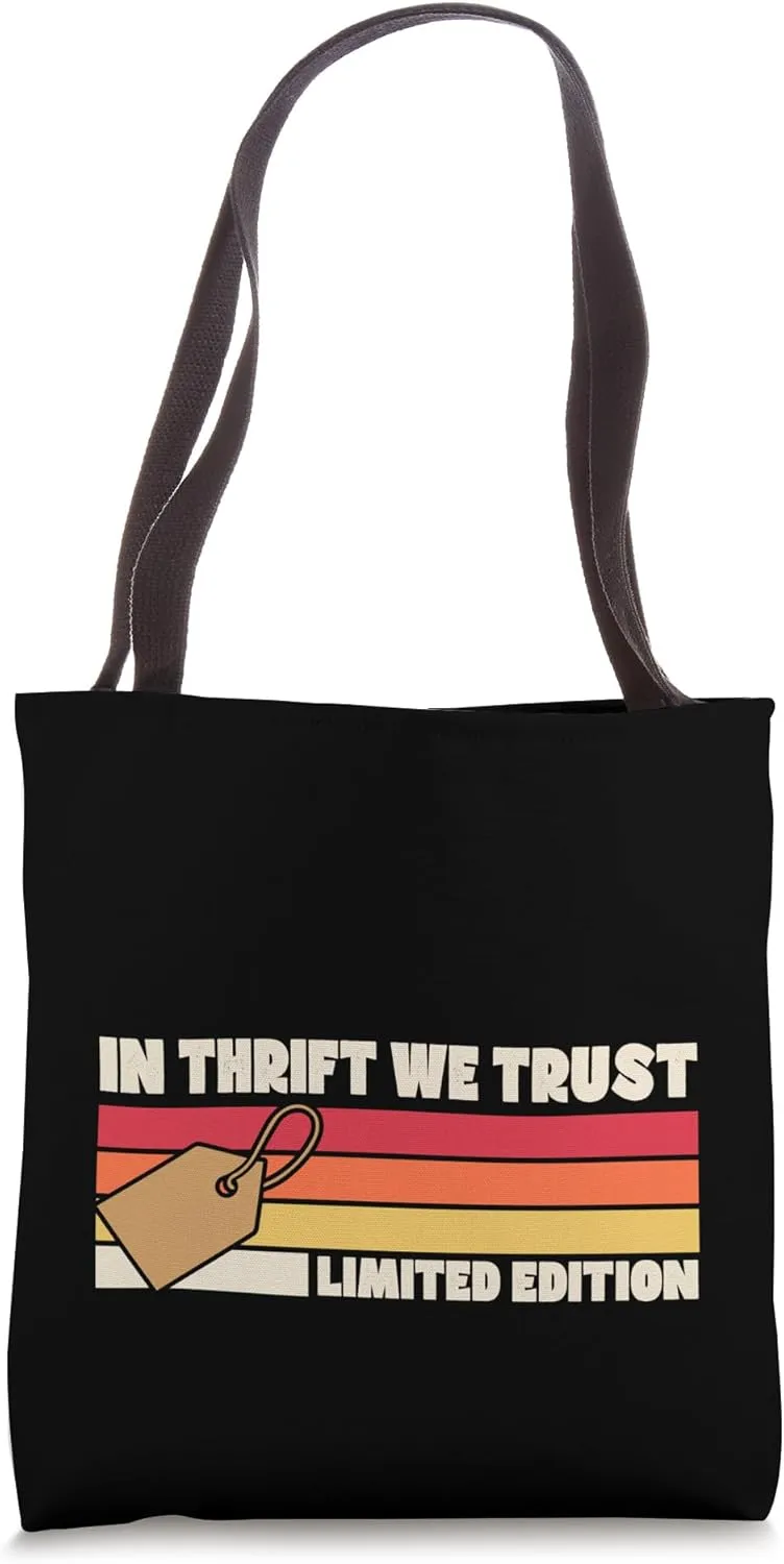 In Thrift We Trust Limited Edition Retro 70s Camp Style Tote Bag