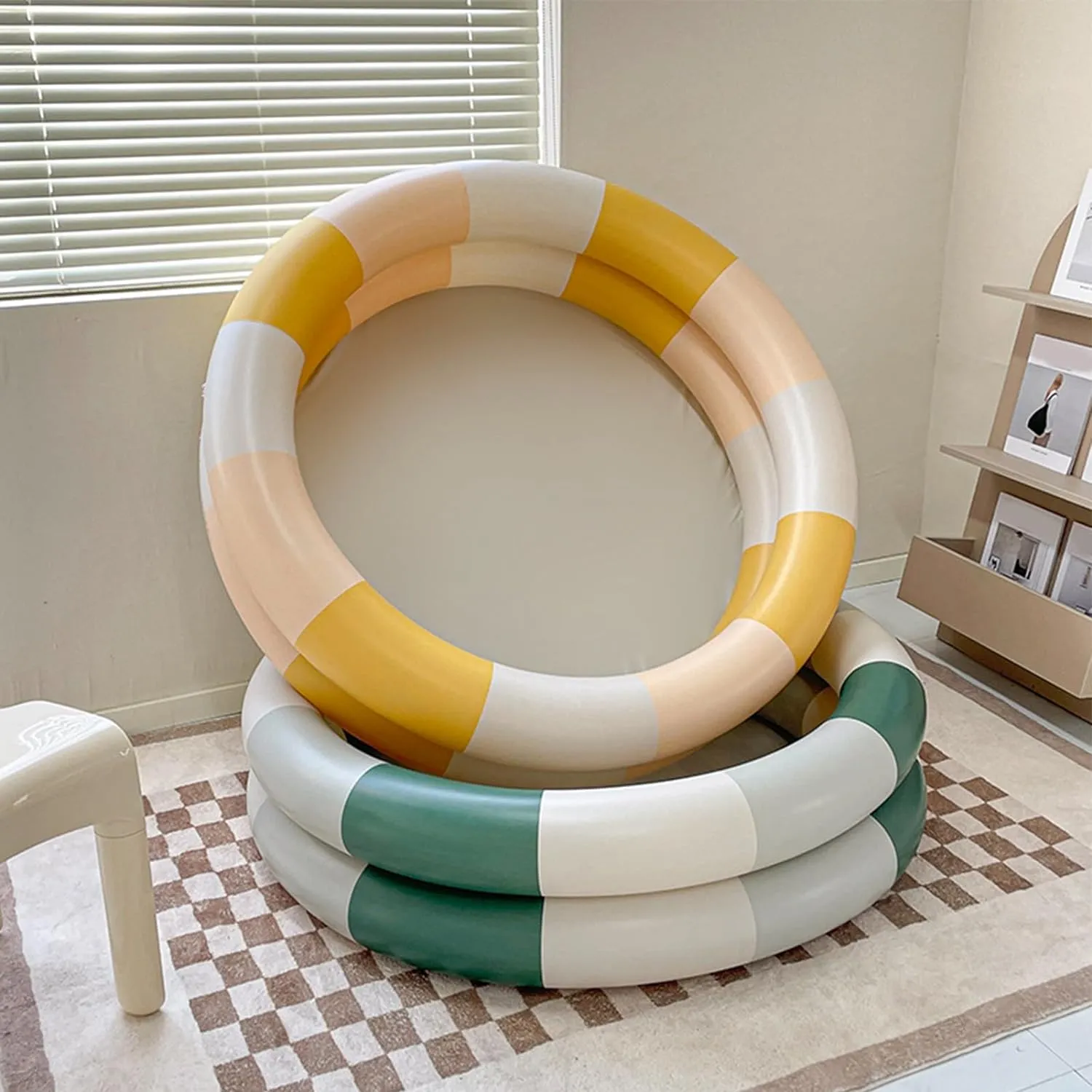 Inflatable Pool Baby Retro Blow Up Swimming Pool Family Cute Thickened Water Pool (Yellow Stripe)