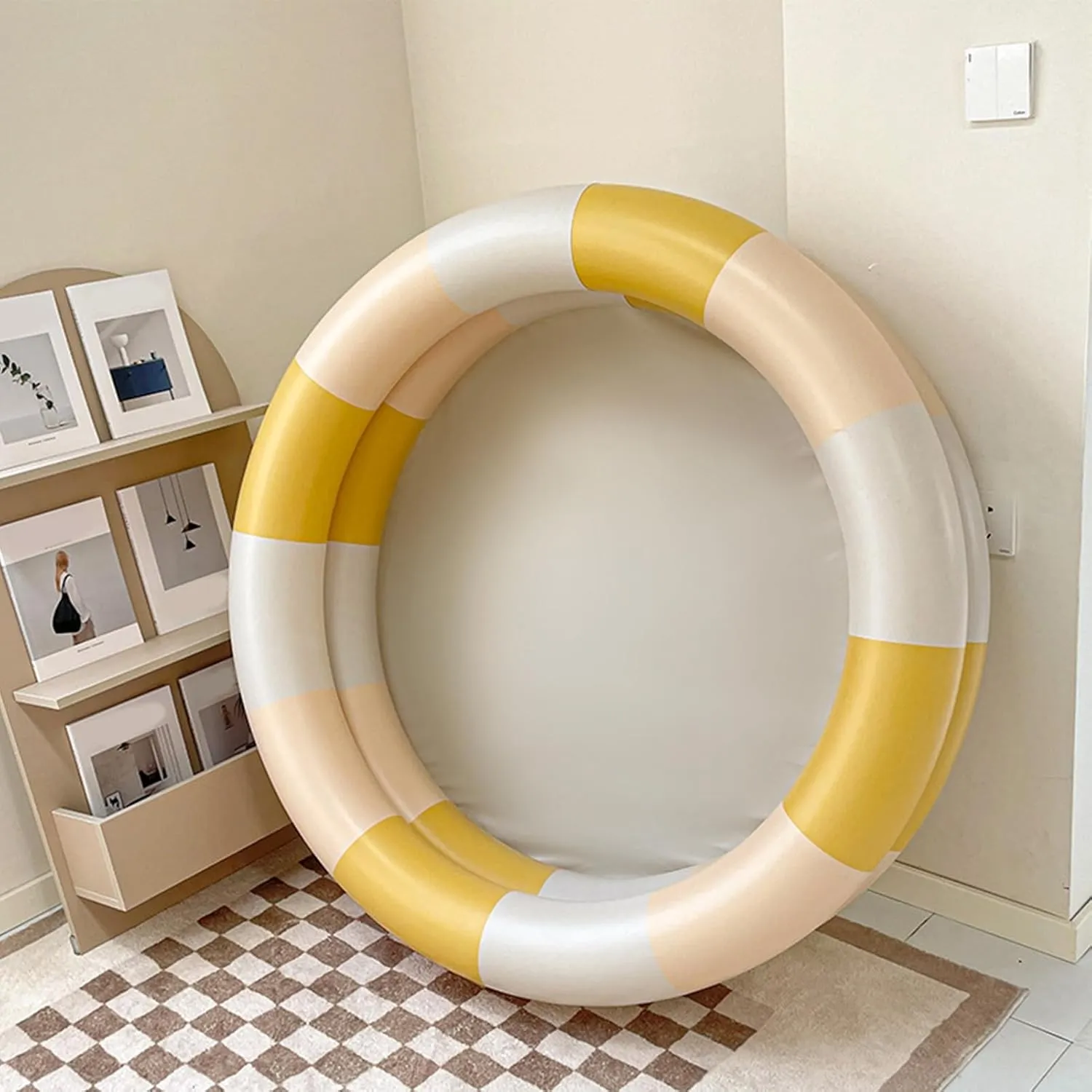 Inflatable Pool Baby Retro Blow Up Swimming Pool Family Cute Thickened Water Pool (Yellow Stripe)