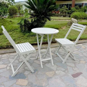 International Caravan Furniture Piece Set of 3 Acacia Folding Bistro Set