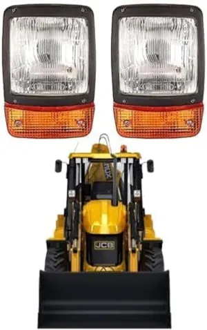 JCB Headlight for Backhoe Loaders, Loadall, Universal 3C, 3CX, 3D, 3DX, 4C, 4CN, 4CX - 12V Head Lights With Indicator