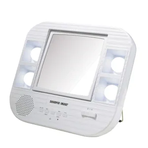 JERDON Two-Sided Bluetooth Makeup Mirror with Lights - Vanity Mirror with 5X Magnification & Multiple Light Settings - White Base - Model J1025