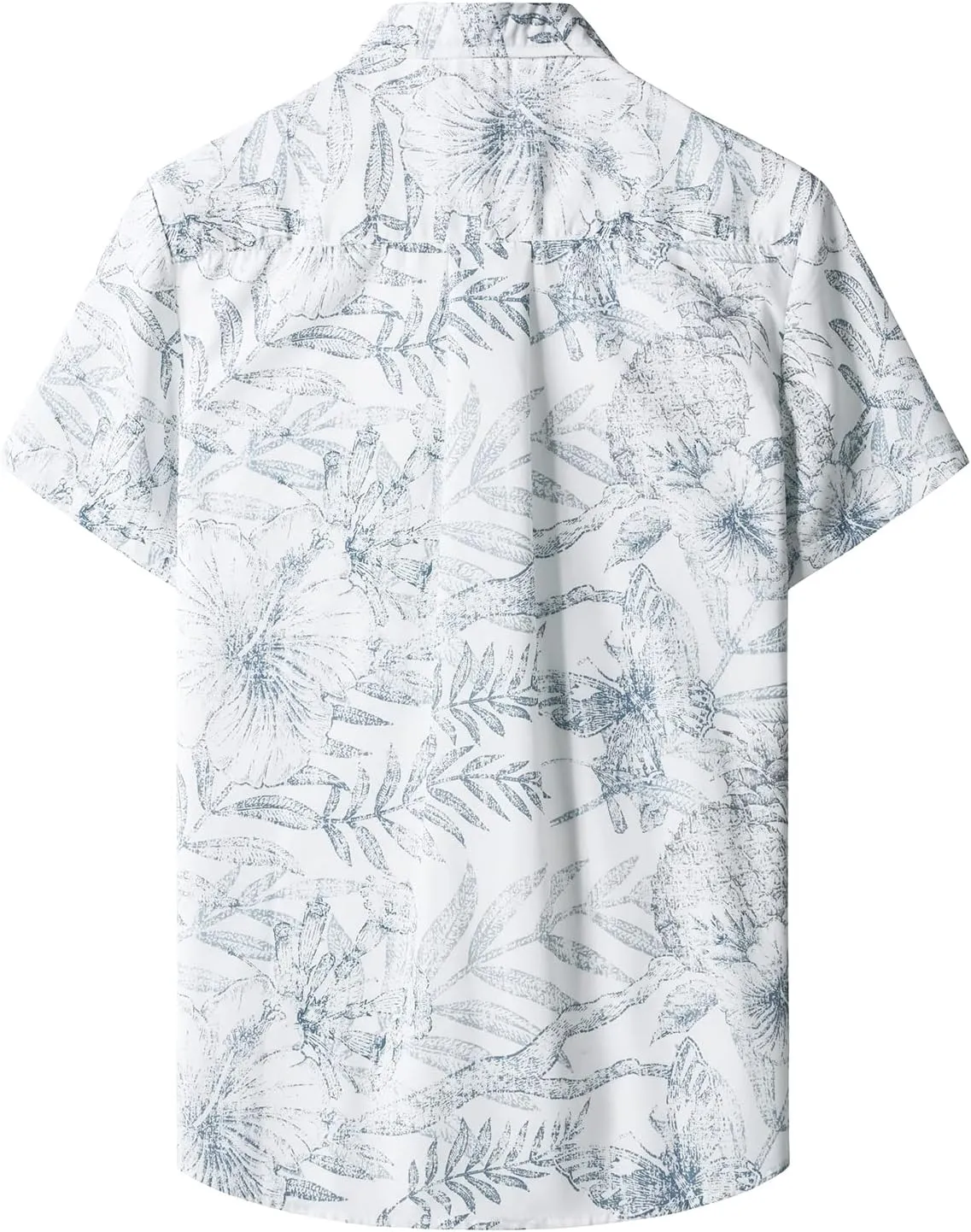 JOGAL Mens Floral Hawaiian Shirt Front Pocket Casual Aloha Shirts