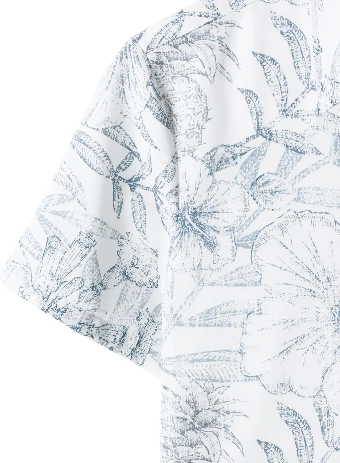 JOGAL Mens Floral Hawaiian Shirt Front Pocket Casual Aloha Shirts