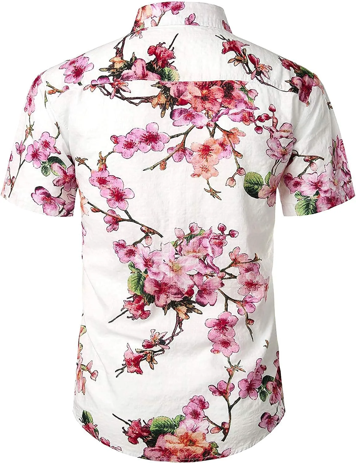 JOGAL Men's Flower Casual Button Down Short Sleeve Hawaiian Shirt Suits