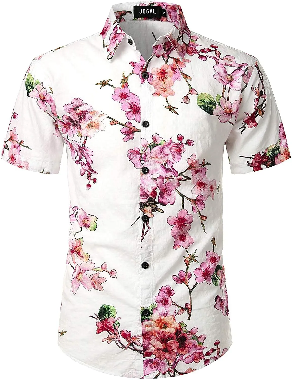 JOGAL Men's Flower Casual Button Down Short Sleeve Hawaiian Shirt Suits