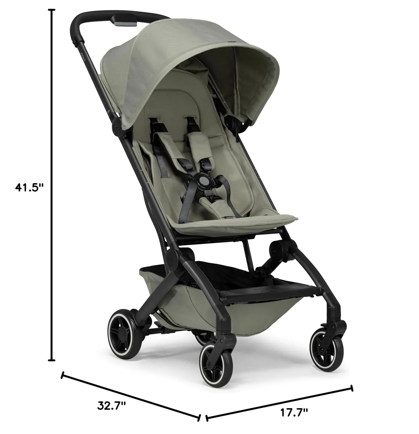 Joolz AER  Lightweight & Compact Travel Stroller - Portable One-Hand Fold Design - Ergonomic Seat for Infant & Toddler (up to 50 lb) - XXL Sun Hood - Stroller for Airplane -Travel Pouch -Sage Green