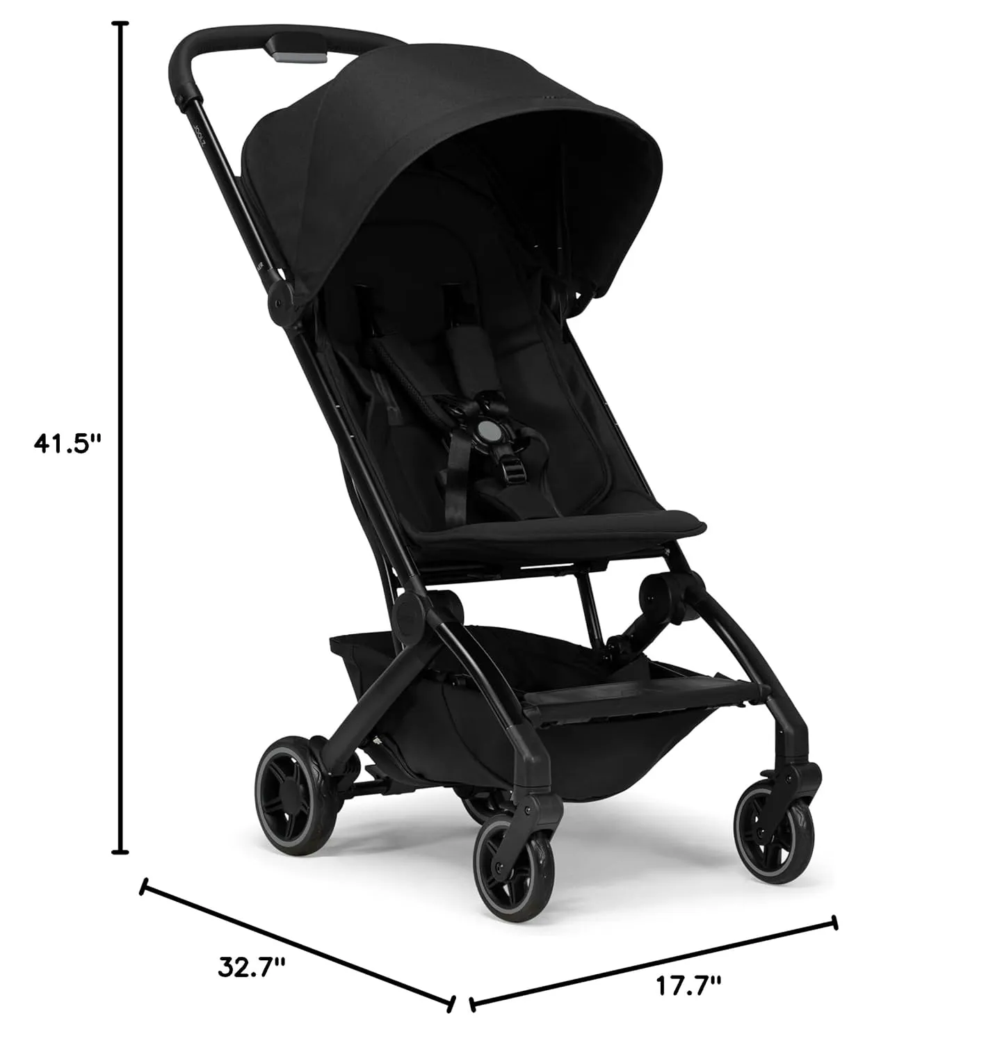 Joolz AER  Lightweight & Compact Travel Stroller - Portable One-Hand Fold Design - Ergonomic Seat for Infant & Toddler (up to 50 lb) - XXL Sun Hood - Stroller for Airplane -Travel Pouch -Space Black