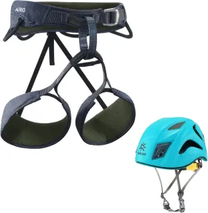 KAlLAS Rock Climbing Harness Package Climbing Helmet Climbing Safety Harness Belt Kit Mountaineering Lightweight Tree Climbing Gear XL