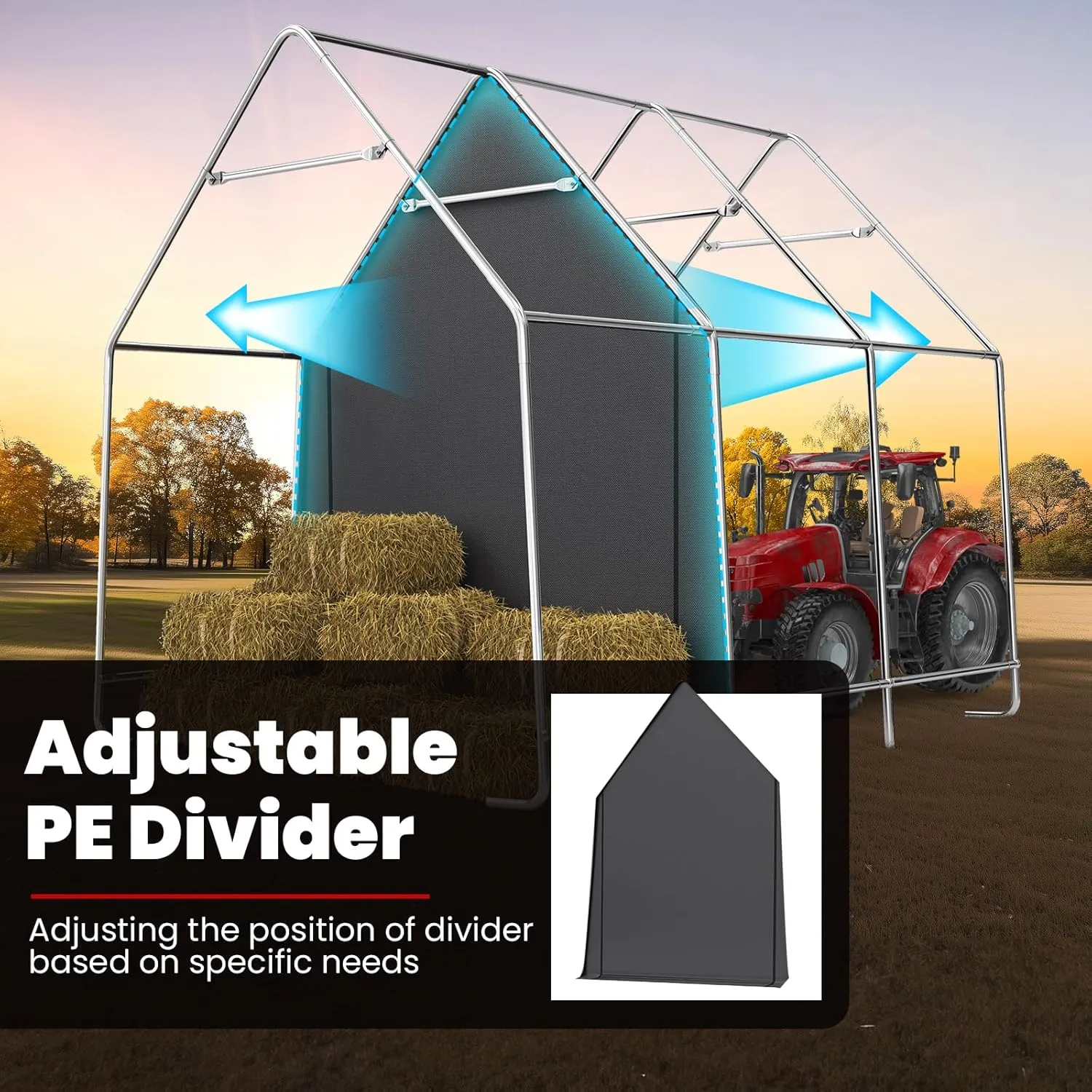 KING BIRD 10' x 15' x 10.8' Heavy Duty Anti-Snow Carport for SUV, Full-Size Truck and Boat, Outdoor Car Canopy Boat Shelter with Reinforced Ground Bars-Dark Gray