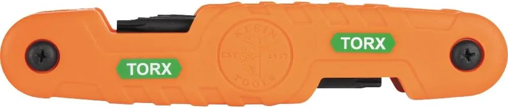 Klein Tools 70550T Pro Folding Hex Key Set, 10-Key Torx Sizes T6 to T40, Heat-Treated Alloy Steel, High-Leverage Blades