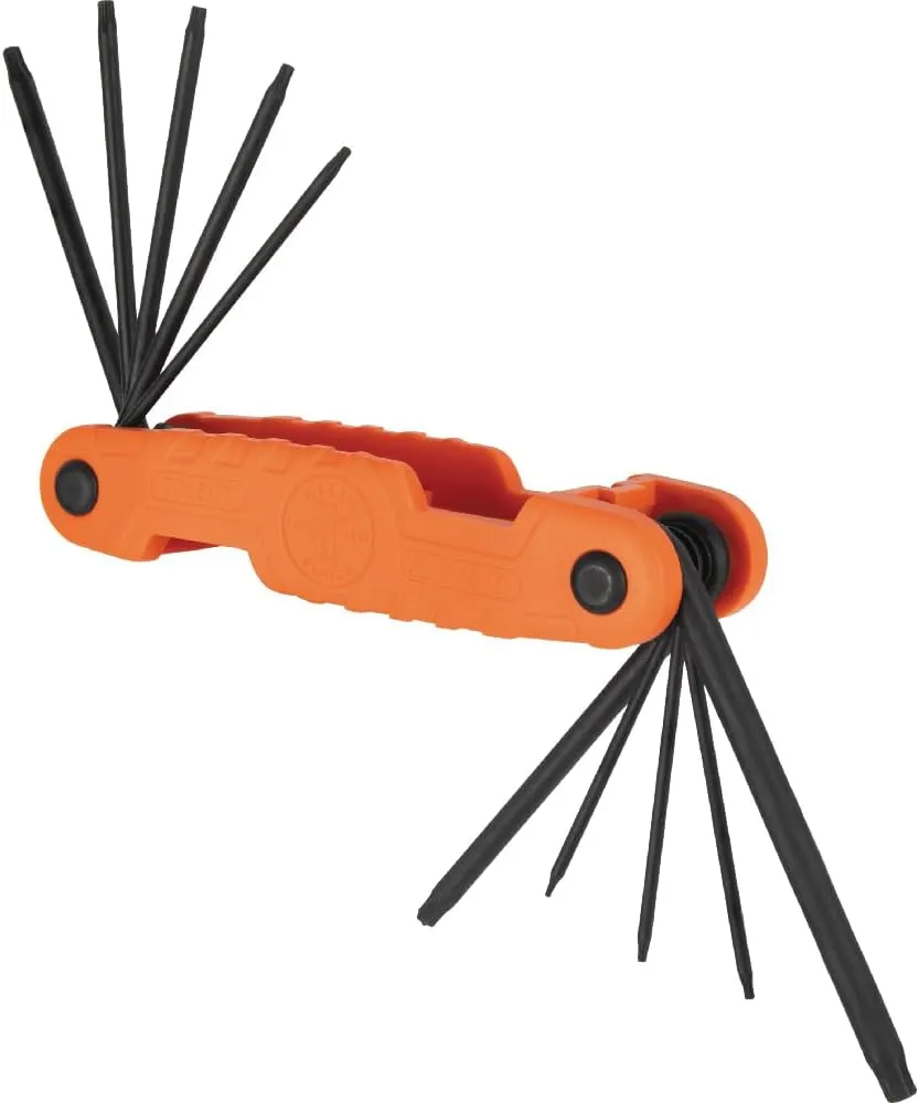 Klein Tools 70550T Pro Folding Hex Key Set, 10-Key Torx Sizes T6 to T40, Heat-Treated Alloy Steel, High-Leverage Blades