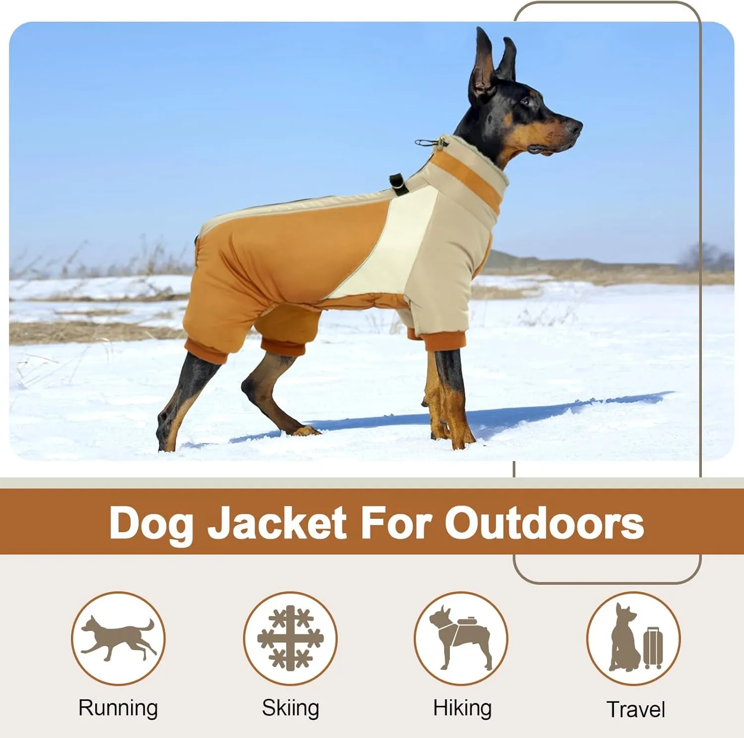Kuoser Small Dog Coat - Warm Winter Jacket with Reflective Zipper, Built-in Harness, Perfect for Chihuahua, Yorkie (Brown XS)