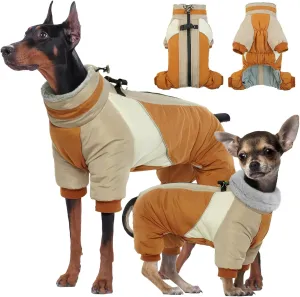 Kuoser Small Dog Coat - Warm Winter Jacket with Reflective Zipper, Built-in Harness, Perfect for Chihuahua, Yorkie (Brown XS)