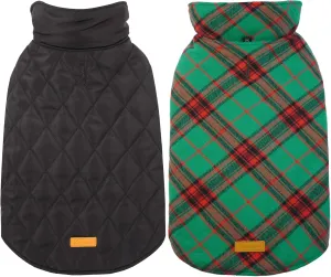 Kuoser Warm Dog Coat, Waterproof Dog Coats for X-Small Dogs, Adjustable Durable Doggie Winter Jacket Reversible Cozy Puppy Cold Weather Apparel from Small to Large Breed, Christmas Green XS