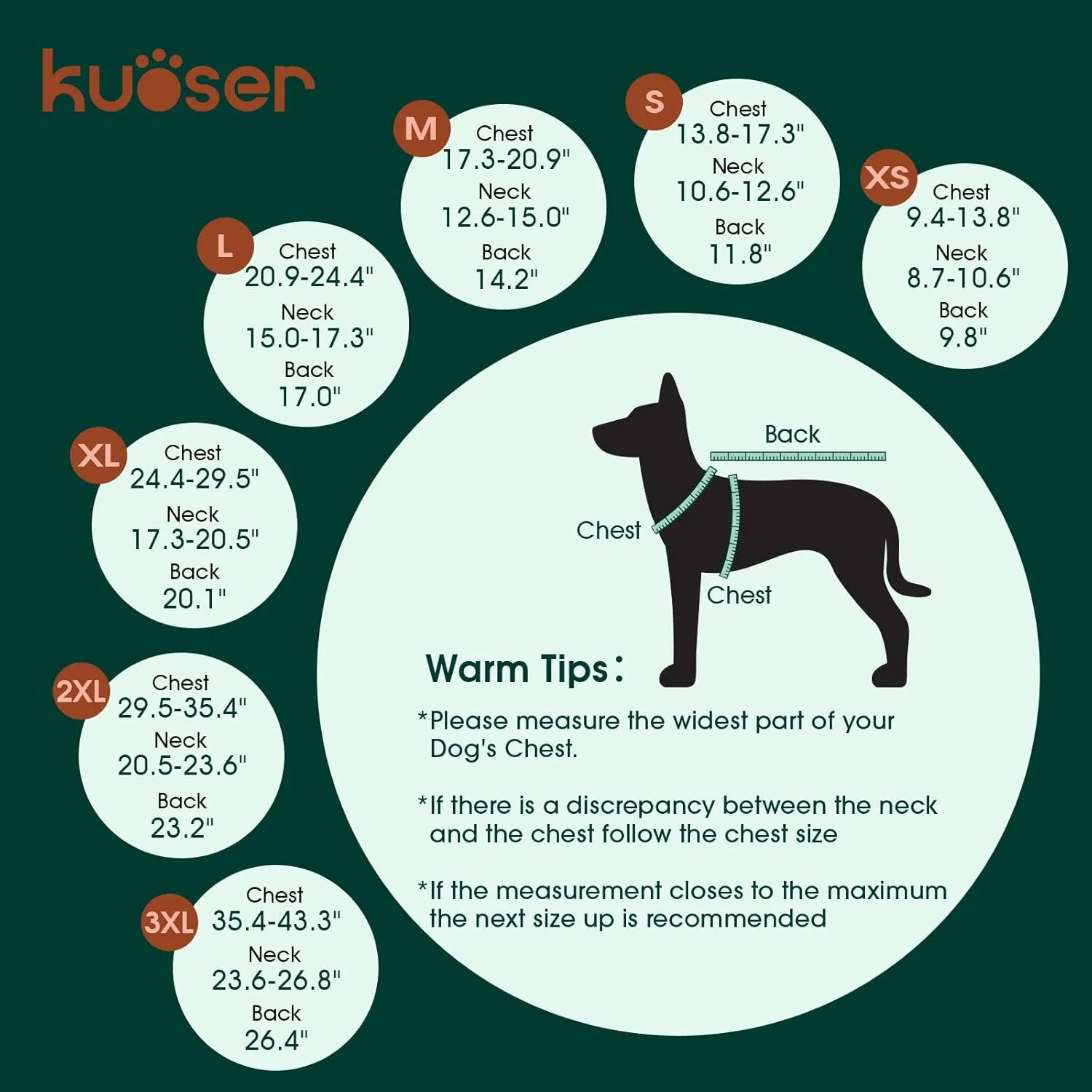 Kuoser Warm Dog Coat, Waterproof Dog Coats for X-Small Dogs, Adjustable Durable Doggie Winter Jacket Reversible Cozy Puppy Cold Weather Apparel from Small to Large Breed, Christmas Green XS