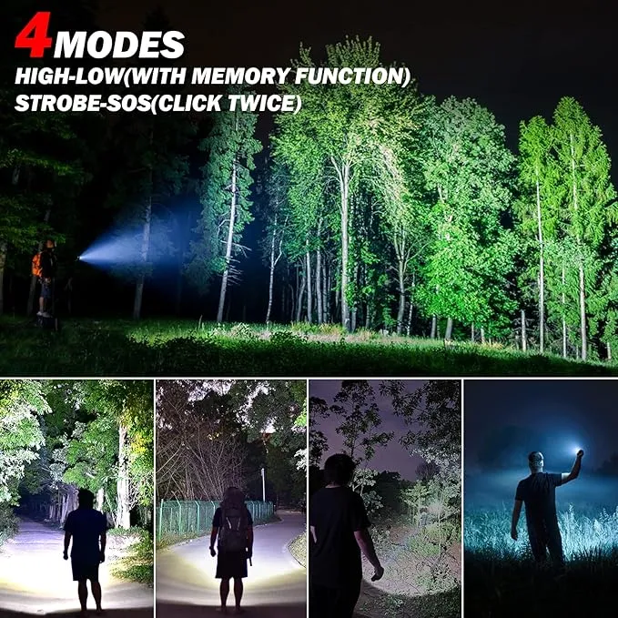 L40 Flashlight High Lumens, Rechargeable Spotlight Flashlight, 4 Light Modes Super Bright Handheld Flashlight for Outdoor, Camping, Hiking