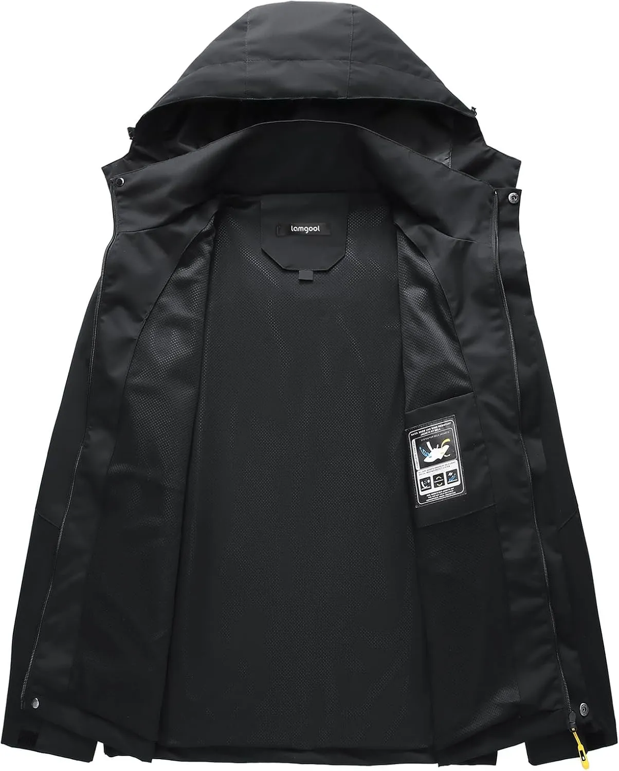 Lamgool Waterproof Jackets for Men Lightweight Rain Jacket Hooded Raincoat Zip Windbreaker for Running Hiking Travel