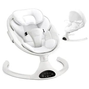 LAREX Baby Swing Infant Swing Electric Toddler Baby Rocker Portable for Newborn Boy Girl, 5 Sway Speeds with Remote Control, 10 Preset Melodies and Bluetooth, 0-6 Months Max 20 Lbs (White)