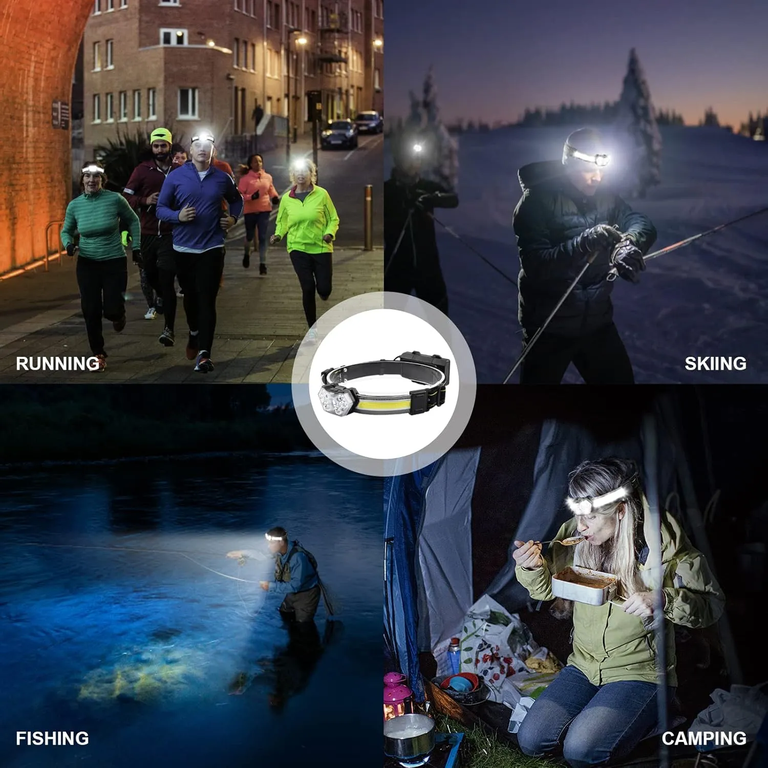 LED Headlamp Rechargeable, 1200 Lumen Super Bright Headlamp Flashlight, 270° Wide Beam LED Headlamps with Red Taillight, 8 Mode Lightweight Waterproof Head Lamp for Outdoor Camping Fishing Running