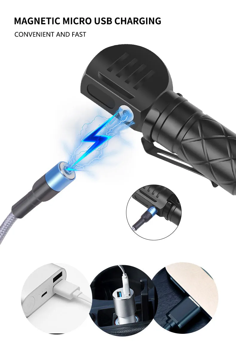 LED Strong Flashlight 800LM Super Bright Portable Torch Headlamp USB Rechargeable Waterproof for Working Hunting Camping