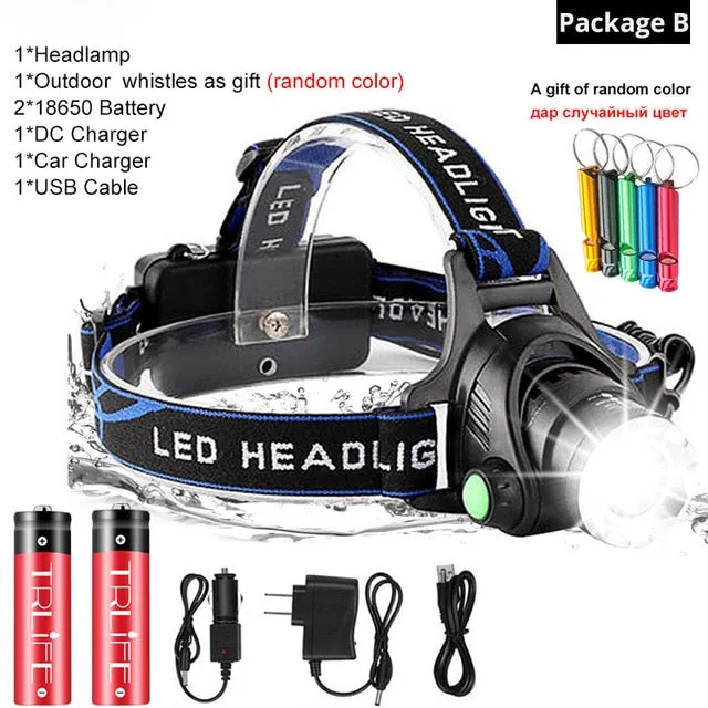 Led Torch Zoom Head Lamp Free returns Headlamp Flashlight Streamlined shipping