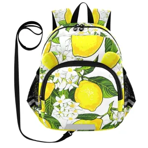 Lemon Blossom Foliage Toddler Harness Backpack for Boys Girls 3-6 Years Kids Backpack with Anti Lost Safety Leash Baby Travel Bag for Travel Preschool Walking