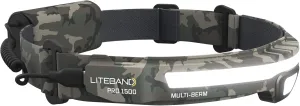Liteband PRO 1500 Lumens LED Headlamp, Rechargeable Battery Powered, Super Bright Tactical Head Lamp Flashlight Hard Hat Light, Mechanic Lamps, Camping, Running, Best Rated For Adults Forehead, Camo