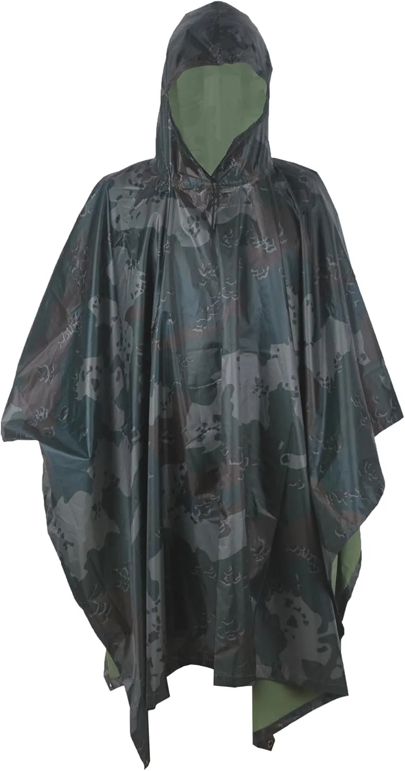 LOOGU Rain Poncho Waterproof Hooded Rain Coat Multi-Use Camo Shelter Ground Sheet for Hunting Camping Hiking
