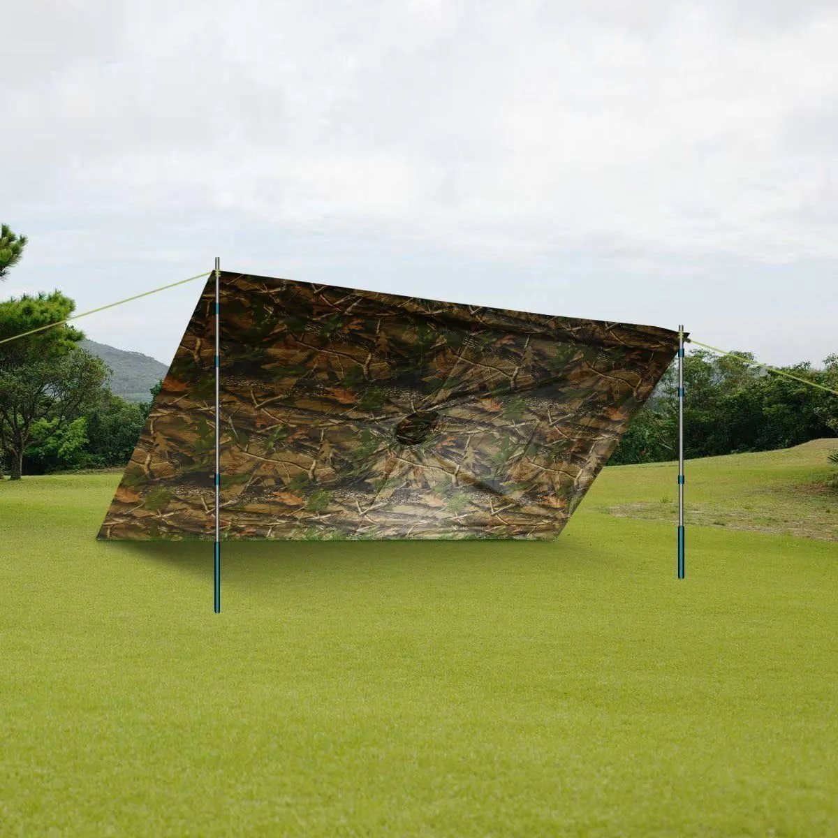 LOOGU Rain Poncho Waterproof Hooded Rain Coat Multi-Use Camo Shelter Ground Sheet for Hunting Camping Hiking