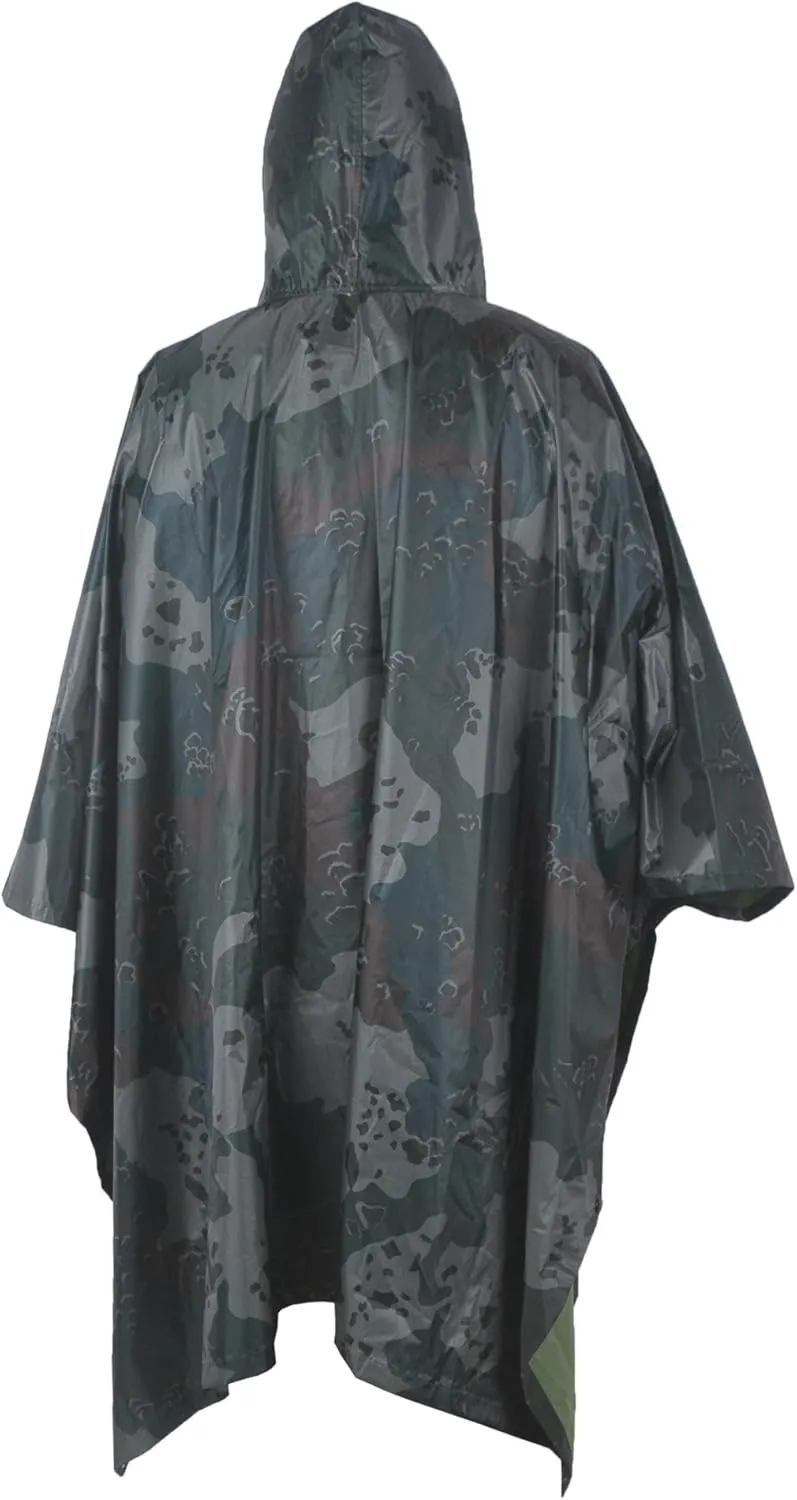 LOOGU Rain Poncho Waterproof Hooded Rain Coat Multi-Use Camo Shelter Ground Sheet for Hunting Camping Hiking